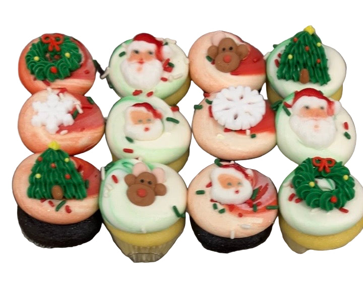 One dozen mini christmas cupcakes